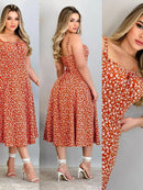 Vestido Mídi Romântico Estampado Floral