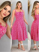 Vestido Mídi Romântico Estampado Floral