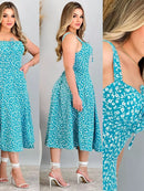 Vestido Mídi Romântico Estampado Floral